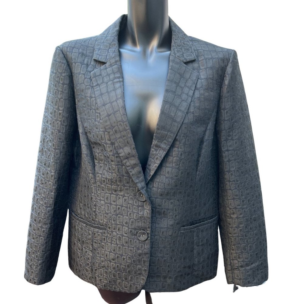 Chico's Long Sleeve Polyester Blend Blazer Jacket Grey Size 2